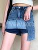 Denim Mini Skirt with Inner Simple Casual [Waiwai Goods] Built-in Lining, A-line, Style, Women's (XL, Blue)