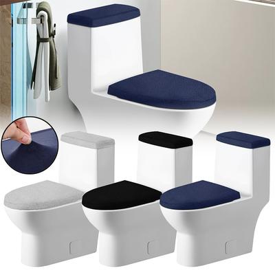Toilettendeckelbezug Stretch Samt Badezimmer Toilettenbezug Set Weich Bequem Universal Toilettenkissen Badezimmerzubehör