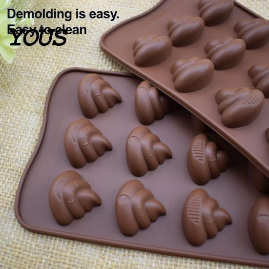 Silicone Molds for Cake Toppers Funny Poop Chocolate Mold, 15 Cavity Baking Tray, Non-stick Heat DIY Fondant Decorating Tools Resistant Dessert
