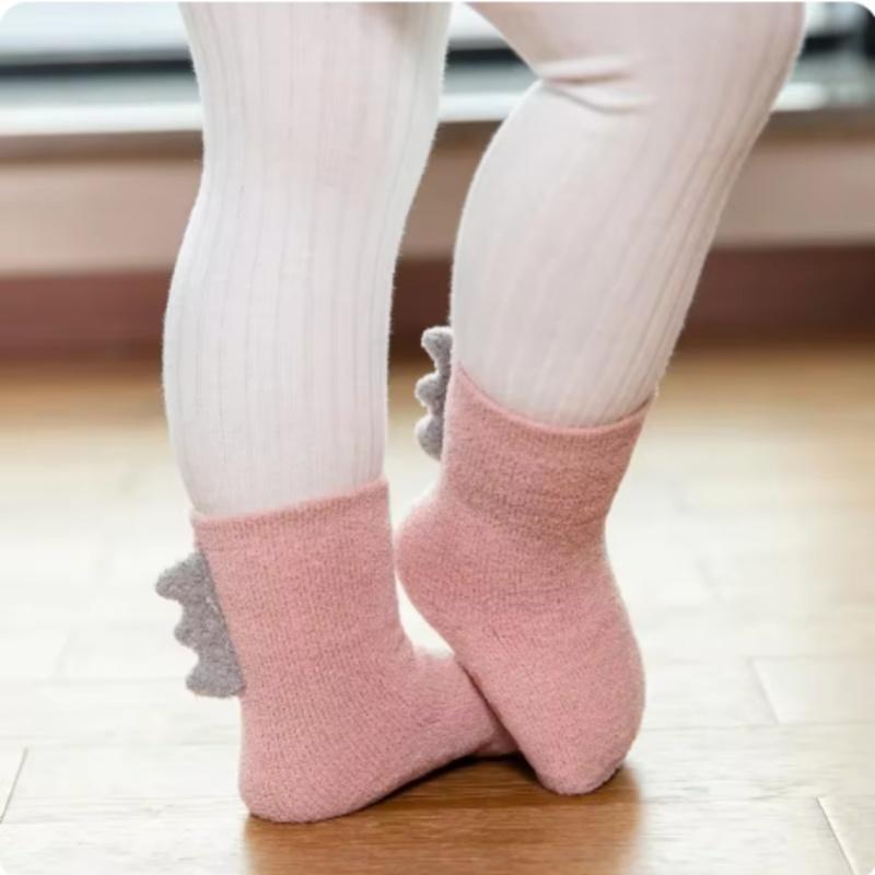 Winter Thicken Terry Soft Coral Fleece Baby Socks Dinosaur Shape Infant Warm Cute Todder Floor Non-slip Sock Boys Girls Kids