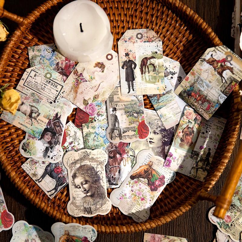 Journamm 45 buc/pachet Pachet de autocolante Srapbook Materiale vintage Decor Junk Journal DIY Album foto Colaj Jurnal Autocolant Papetarie