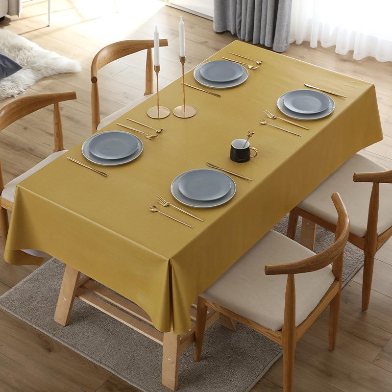 Round Table Tablecloth Solid Color Simple Waterproof, Oil-Proof, Wash-Free And Anti-Scalding Pvc Dining Table Cloth Imitation Cotton And Linen Coffee