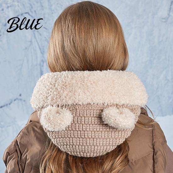 Soft Polyester Winter Thermal Plush Warmer for with Neck Hat Knitted Kids Adults Lined Fleece