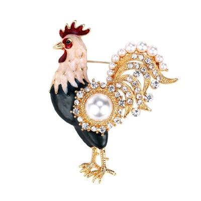 Trendy Alloy Rooster Brooch Pin For Chinese Zodiacs Enthusiasts Perfect For Festival Outfits And Casual Looks
