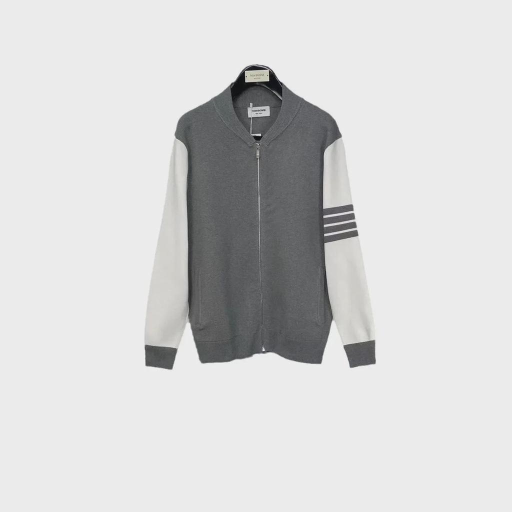 TB Tom Autumn/Winter British-Style Knitted Cardigan with Zipper Sleeves and Oblique Pockets