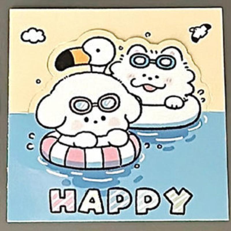 10Pcs Cute Cartoon Puppy Grid Card Head Card Back Kpop Star 3 Inch Photo Card DIY Decor Packing Material Gift Packaging