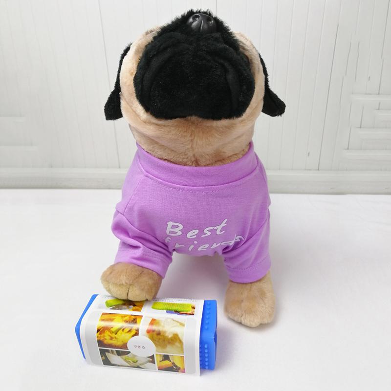 

Дешевая футболка-майка с принтом щенка для маленьких собак, мопс, корги, одежда для кошек, одежда для питомцев, лучшие друзья S-suit 1.5-3kg фиолетовый