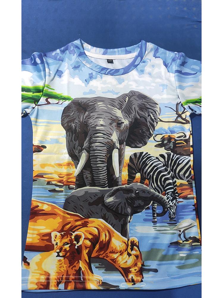 MINISO 4-14 Ys Baby Boys Dionsaur T-Shirt Children's Clothing Kids Clothes Boys Girls T Shirt Summer Cartoon Tops Short Sleeve Tees