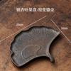 1pc Ceramic Kiln Turned Fruit Dish Chinese Style Ginkgo Leaf Dessert Plate Teapot Holder Household Dry Foam Pad Bread Plate