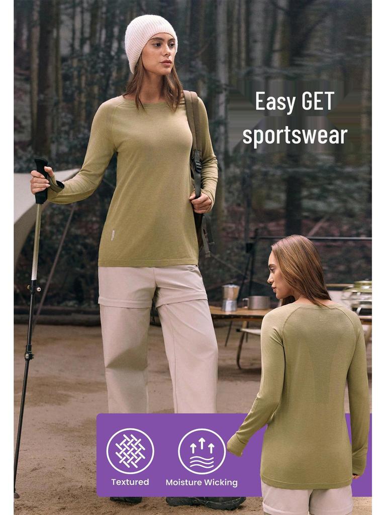 Women's Quick-Dry Color Block Long Sleeve T-shirt for Outdoor Activities