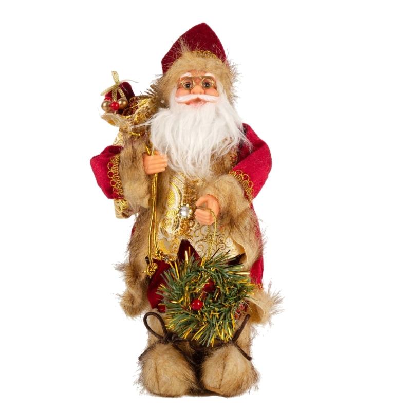 

Large Santa Statue with Gift Bag for Holiday Display Christmas Santa Figurine Dolls for Tabletop and Shelves Decoration 30