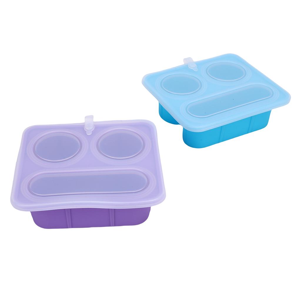 2 STÜCK Snackbehälter mit Deckel Silikon Wiederverwendbar 3 Fächer Unterteilt Snackle Box für Schule Arbeit Reise