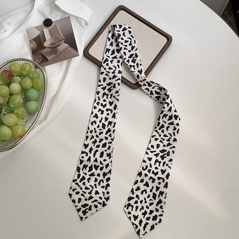 Long Silk Scarf Retro Floral Neck Small Scarf High-end Tie Decorative Chiffon Thin Hair Tie