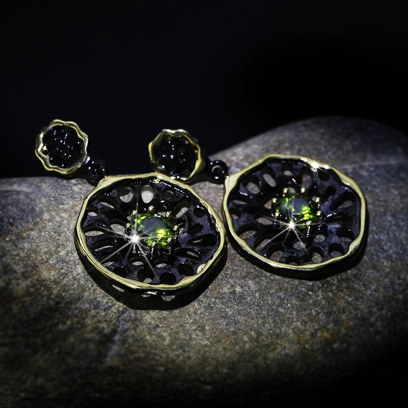 High-quality Black Gold Cubic Zirconia Ladies Earrings-Anniversary Gift-fashionable and Versatile