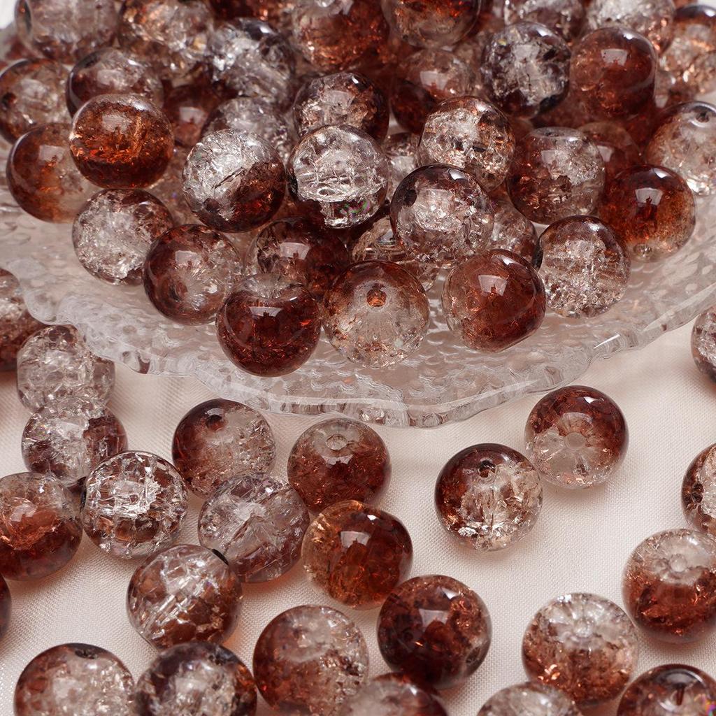 8/10mm Crackle Glass Beads for DIY Jewelry - Round Beads for Bracelets & Necklaces