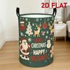 1pc, 2D Printed Laundry Basket with Retro Christmas Tree, Reindeer, And Snowman Patterns, Reusable Storage Basket Suitable for Home, Apartment, Dormit