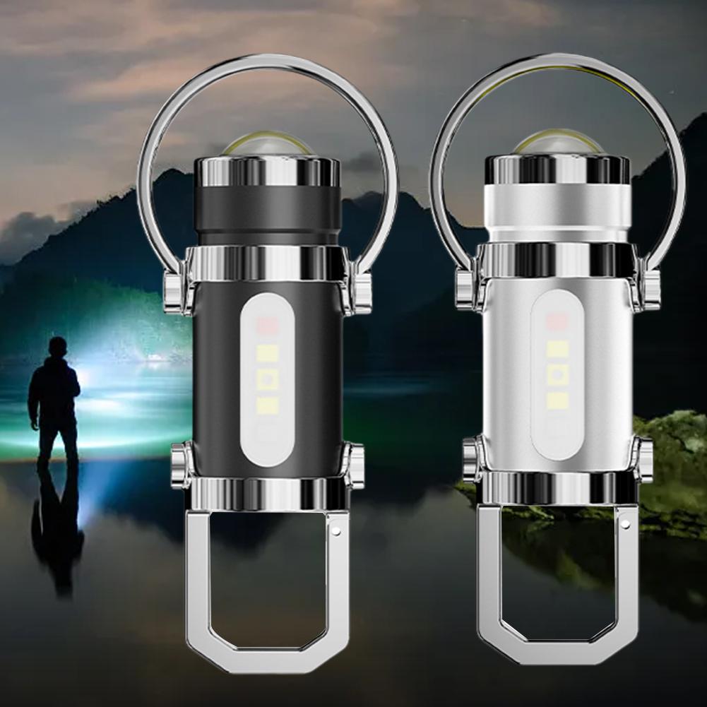 Mini COB LED Keychain Flashlight USB Rechargeable Hanging Work Light Waterproof Keyring Camping Walking Pocket Lamp