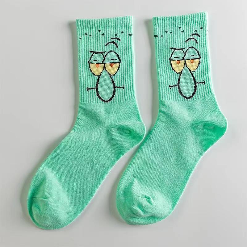 Korean Style Cute Cartoon Mid-Calf Socks for Girls – Trendy Student Sports Stockings for All Seasons