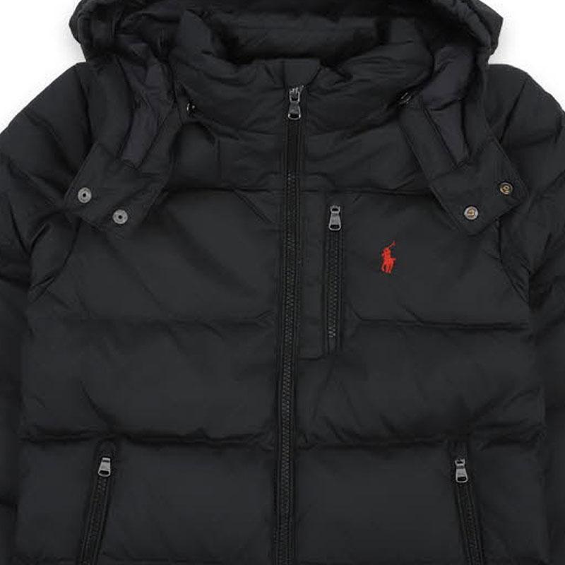 Polo Ralph Lauren Doudoune Enfants Capuche Zippée Logo Manches Longues Vestes Enfants Noir 323940328-001