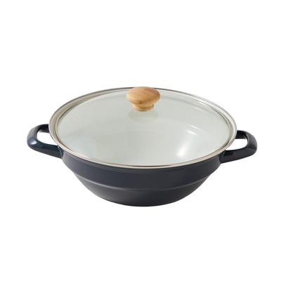 [Išskirtinis Amazon.co.jp] Fuji emalinis stalo puodas, molio stiliaus, su dviem rankenomis, lengvai valomas, suderinamas su indukcine ir dujine virykle, Payne's Gray