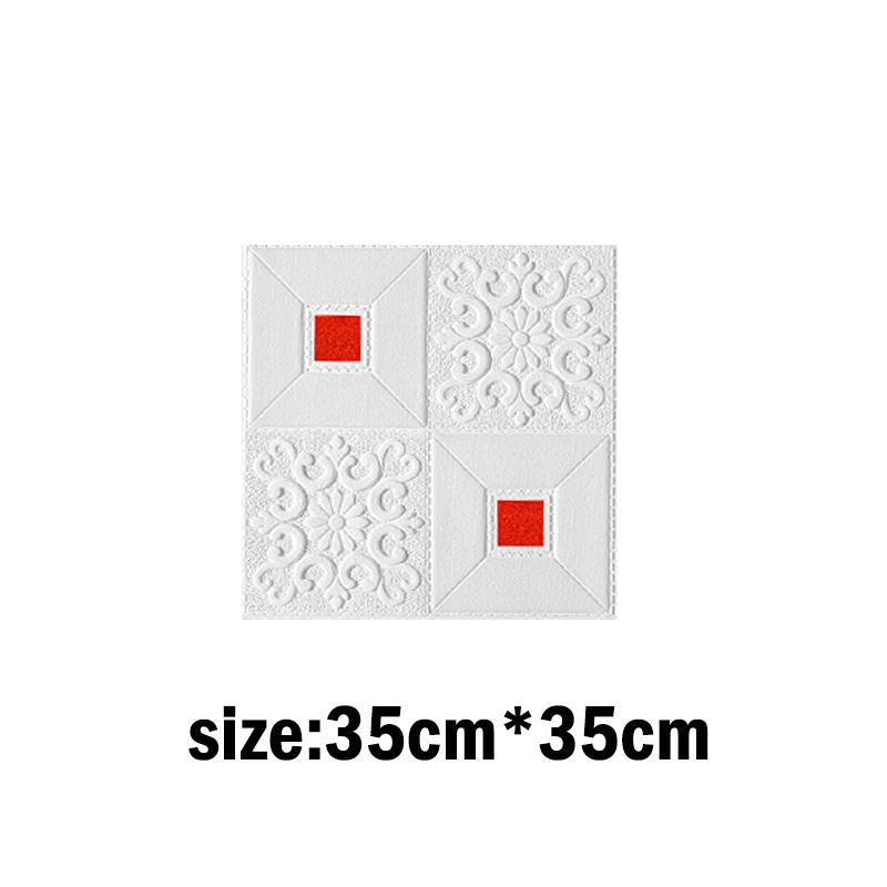 Waterproof and Moisture Proof 35x35cm 3D Tile Brick Wall Sticker Self-Adhesive Foam Board Wallpaper Bedroom Room Home Decoration