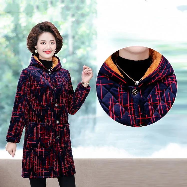 

Женская осенняя теплая куртка с капюшоном, на небольшой подкладке, бархатная, для женщин среднего и пожилого возраста, матерей, больших размеров 3XL