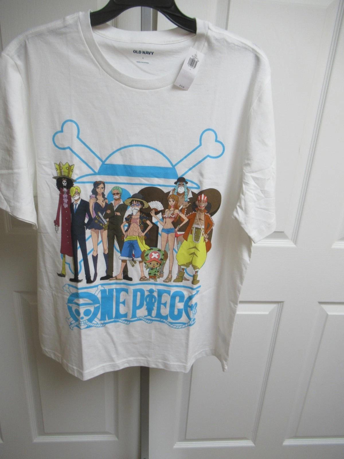 One Piece Group Lineup Men`s SZ L White Cotton Cartoon Anime Manga Tee NWT 4XL