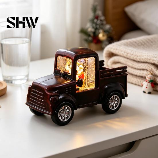 Vintage Christmas Decoration Retro Pickup Truck Night Light with Snow Lantern, Battery Decorative for Kids Operated LED Lamp Home Bedroom, Holiday