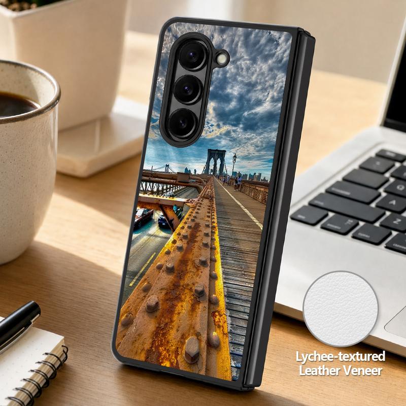 Anime Beach Scenery Case For Samsung Z Fold 8 Ultra 7 6 5 Luxury Leather Skin Hard Folding Phone Cover For Galaxy Z Fold8 Fold7 Fold6