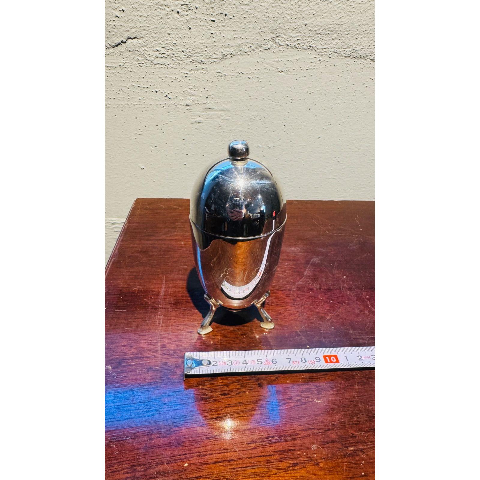 Used UK ELKINGTON Sugar Shifter Egg Shape Silver Plate Egg Shape Art Deco Antique England