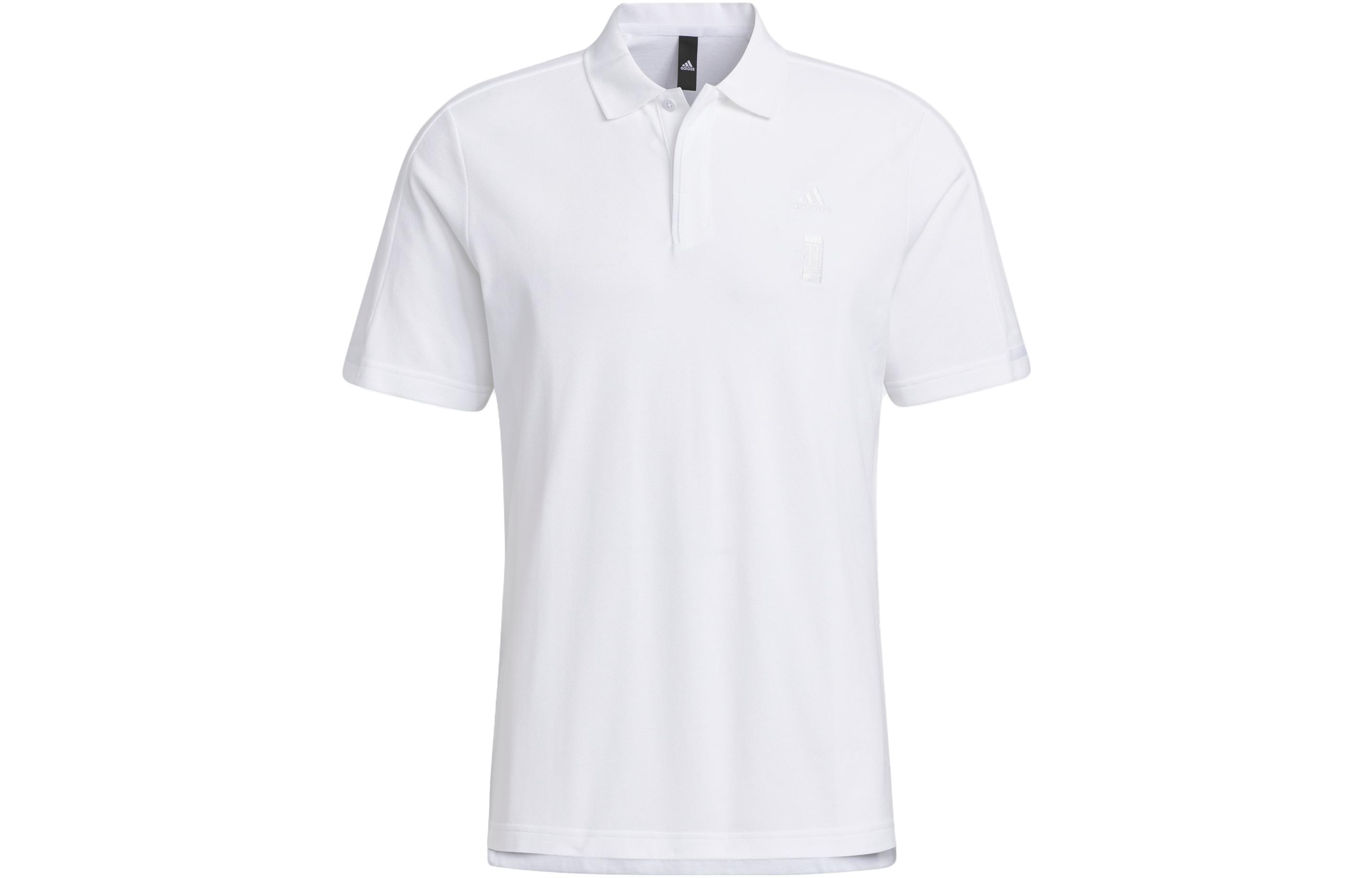 Adidas Polo Shirts Men s White Polo Collar Moderate Straight Fit IA8108 M