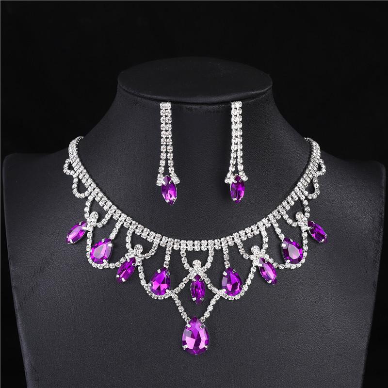 Exquisite Full Diamond Bridal Necklace & Earrings Set - High-Grade Wedding Accessories