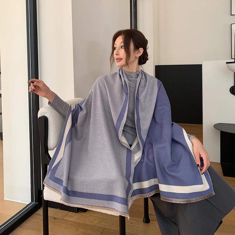 Autumn and Winter New Line Geometric Warm and Versatile Imitation Cashmere Scarf Women's Fashion High End Casual Shawl