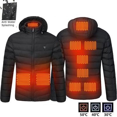Herren Warme Kapuzenjacke Warmer Mantel Kleidung Beheizte Jacke 9 Zonen USB Winterjacke