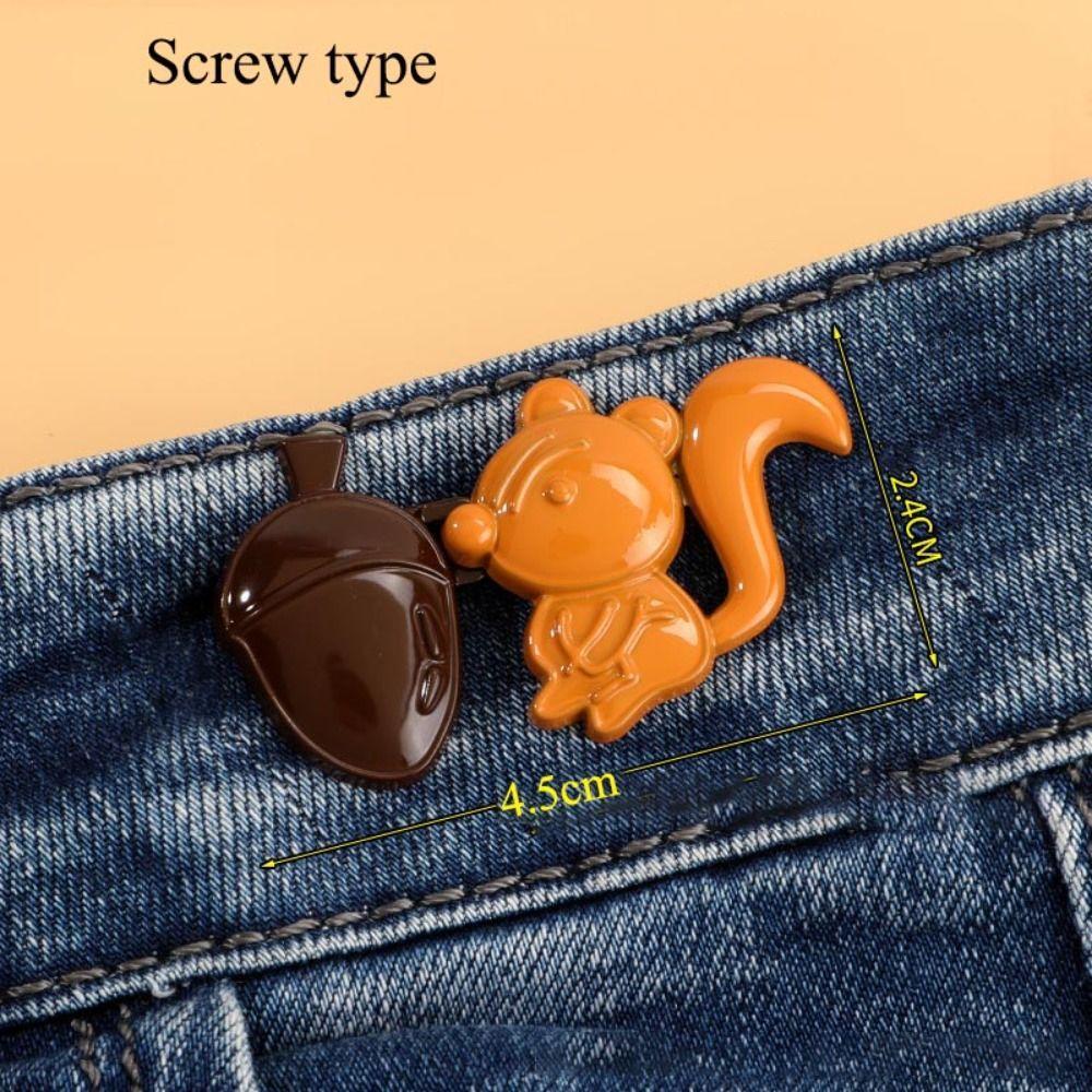 Waist Adjust Jeans Buttons Cartoon Animals Waist Buckle Portable Pants Pins