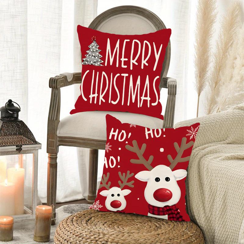 New Santa Claus Snowman Printed Pillow Cover Living Room Sofa Cartoon Pattern Cushion Cover Pillow Cover