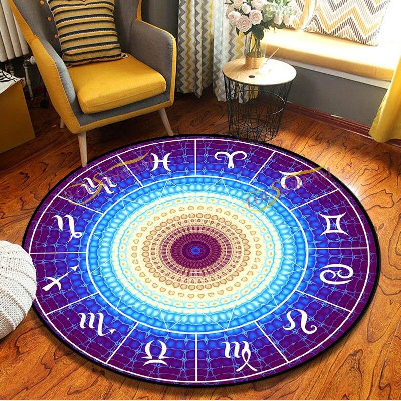 Mysterious Constellation Round Rug, Non-Slip Soft Entrance Door Mat and Chair Floor Protector for Home Bedroom Decor