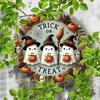Halloween Metal Wall Art Wreath Trick or Treat Ghost Pumpkin Home Decor