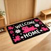 Pink Cute Dogs Paws Welcome Home Pet Doodle Theme Floor Mat Soft Flannel Non Slip Absorbent Entryway Bathroom Bedroom Garage