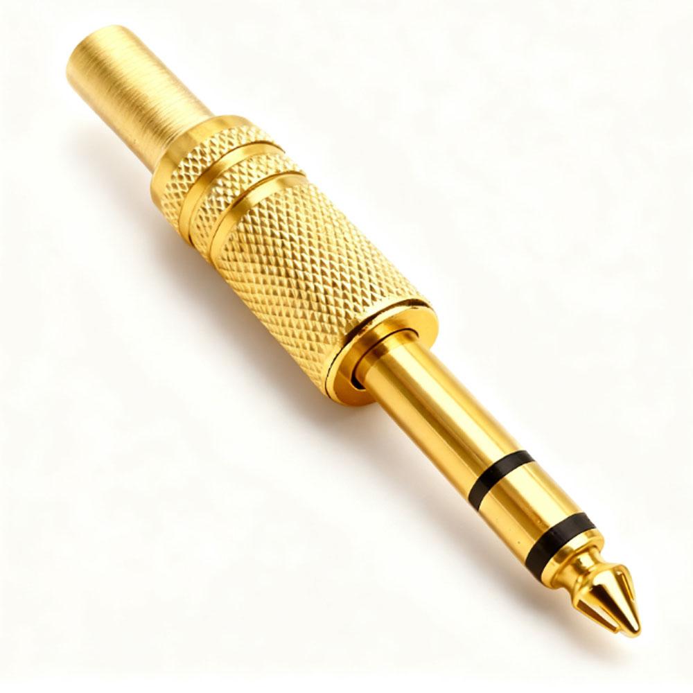 Gold Plated Mono Stereo 6.35mm 6.5mm Soldering Audio Plug 2/3 Pole Metal 1/4 Inch Connector For Mic Guitar Amp Mixer Recording