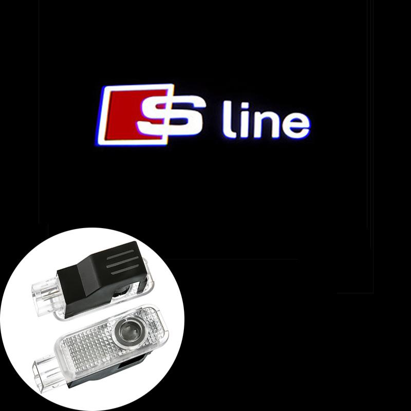 For Audi S4 2Pcs Led Car Logo Door Welcome Light For Audi A4 A6 C6 C7 A5 A7 A8 Q3 Q5 Q7 TT S3 S6 RS3 RS4 RS5 Sline Quattro Auto Accessories