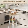 Bar Table for 2 People, High Standing Table with Shelf, 55 x 55 x 95 cm, Natural and White