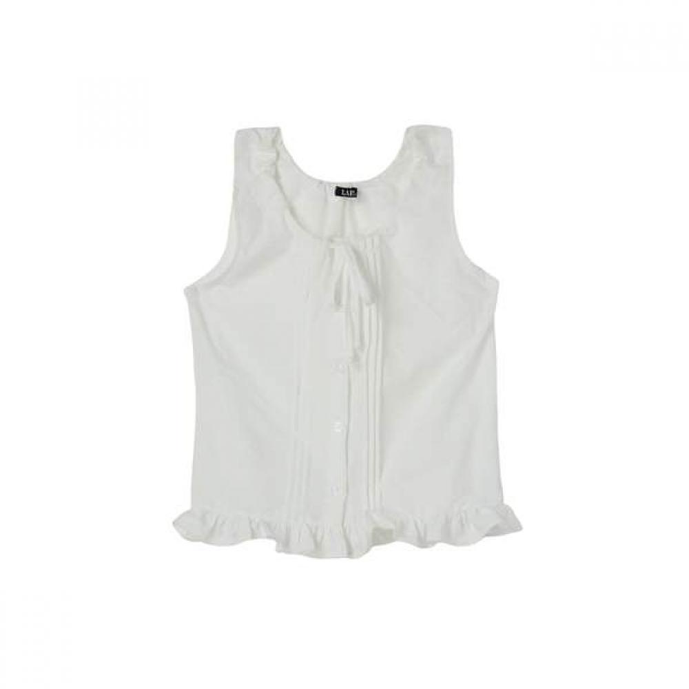 Lap Pin Tuck Frill Sleeveless Blouse As2wb640 BK (black)/FF