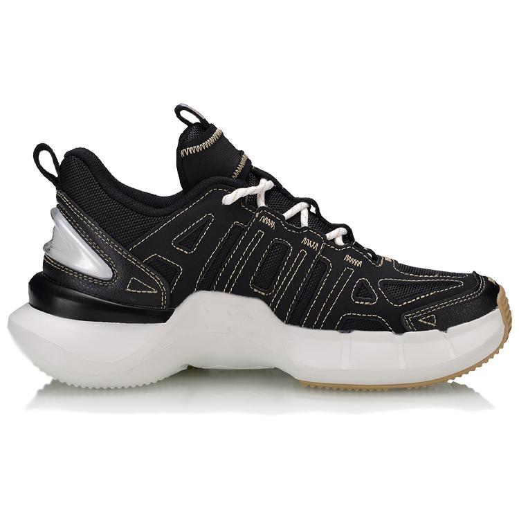 Li Ning Essence Synthetic Leather Balance Lightweight Low top Vintage Basketball Shoes Women's Black White AGBQ036-1