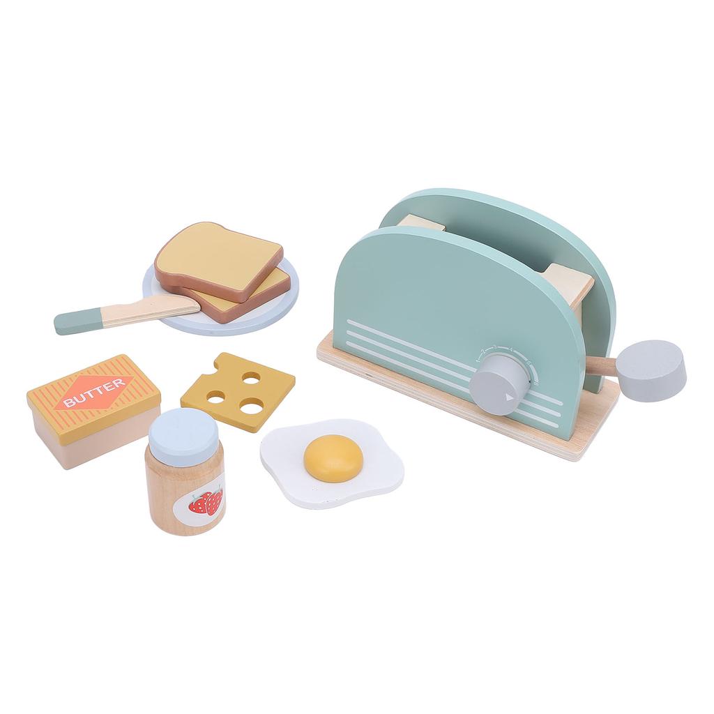 Wooden Toaster Play Set Kids Play Toaster Accessory Set Educational Parent Child Interactive Toy