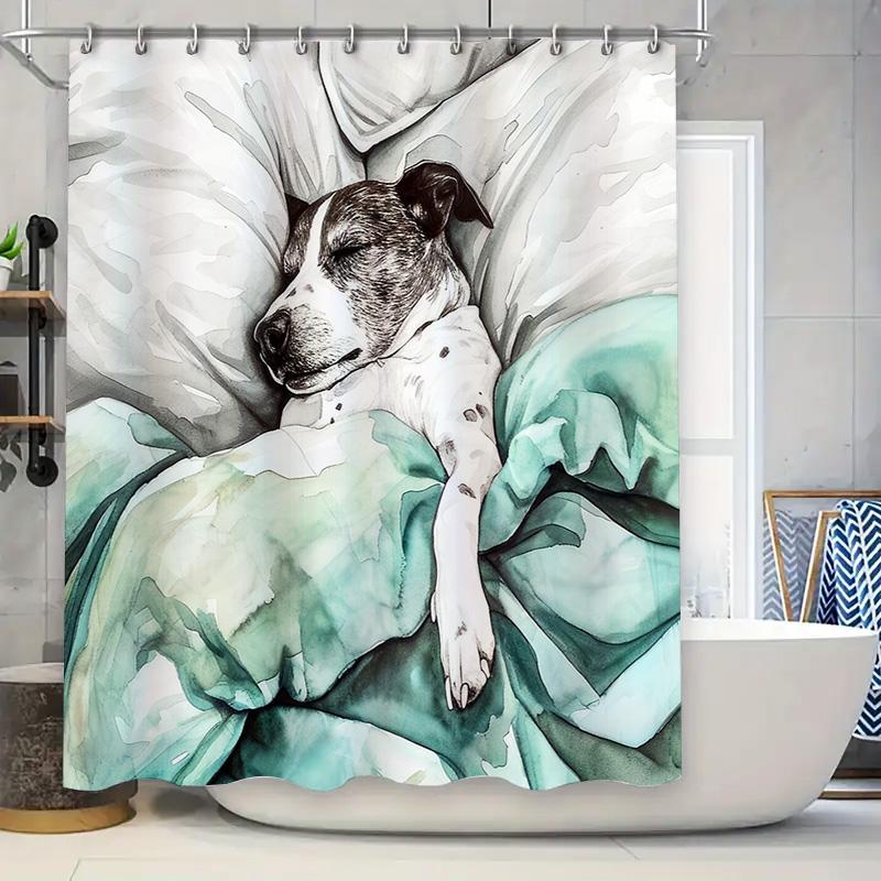 

Dog Shower Curtain Cute Puppy Pet Bathroom Decor Washable Fabric Liner Vintage Style Home Decor Wall Art Gift Idea W60H190(CM)-1 Pcs