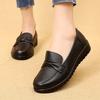 Spring and Autumn Single Shoes Soft-soled Comfortable Single Shoes Middle-aged Women's Shoes Non-slip Flat-soled Middle-aged Leather Shoes