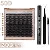European-American D-Curl Cluster False Eyelashes: 10-18mm Natural, Dense, DIY Segments