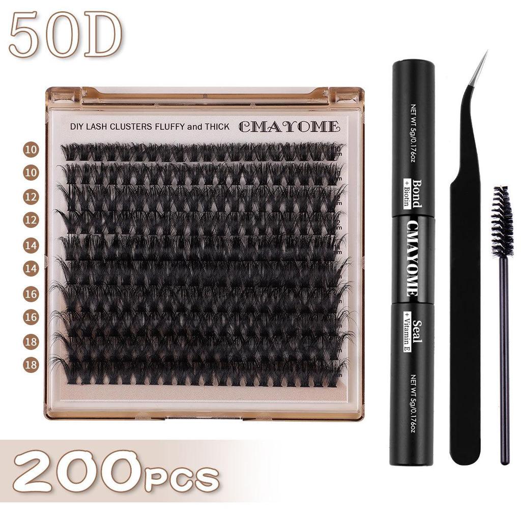 European-American D-Curl Cluster False Eyelashes: 10-18mm Natural, Dense, DIY Segments