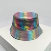 Fisherman Bucket Reflective Visibility High Color Multi Leather PU Faux Women  Men For Neutral Gender Fresh Caps Hats Double Sided Sunshade
